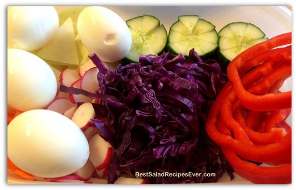 Salad Ingredients Prepped ahead of time.